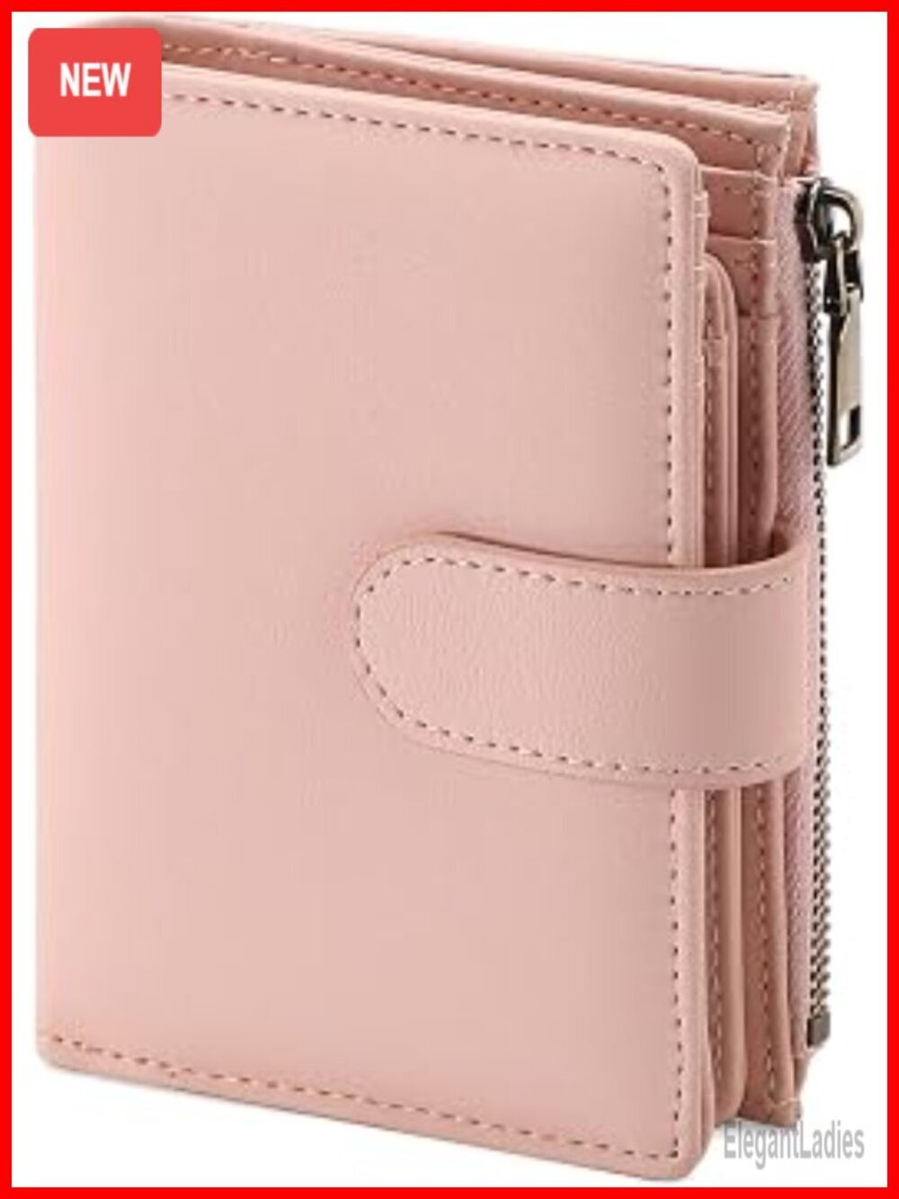 Small Bifold Vegan Leather RFID Blocking Wallet with Zipper Pocket